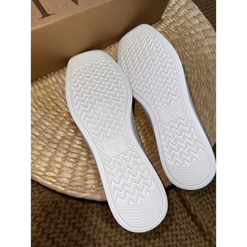 VIVAIA Beige Knit Square Toe Comfort Flats Slip On Shoes EU/39 US/8 - Picture 5 of 12